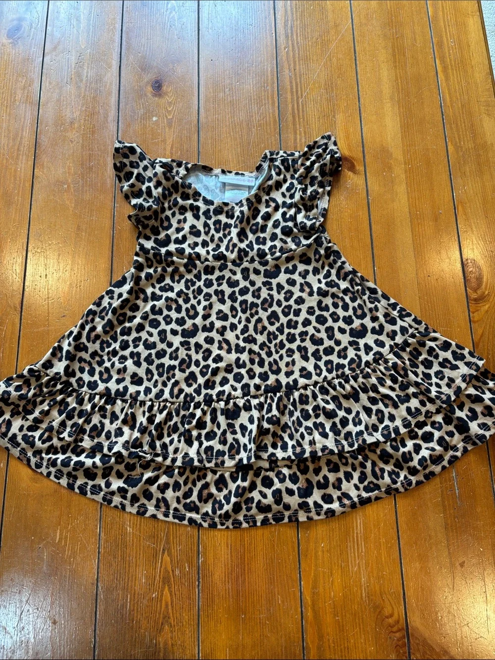 Bonnie Baby Leopard Print Tiered Ruffle Hem Kids Dress Size 24 Months EUC
